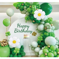 Girlande grüne Luftballons Mix + Blume 117 Stk