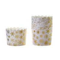 Cupcakes white-gold flakes 6 x 5.5 cm, 50 pcs