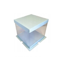 Przezroczyste niebieskie pudełko na ciasto 30 x 30 x 25 cm