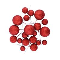 Embossed glittery red balls 20 pcs