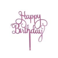 Engraving - Happy Birthday, pink glossy acrylic