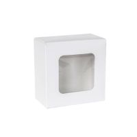Fehér desszertes doboz ablakkal 20,7x19,2x9 cm