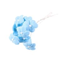 Bunch of flowers on a wire 9 pcs blue