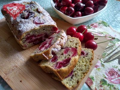 Gluten-free sweet bread with poppy seeds and cherries