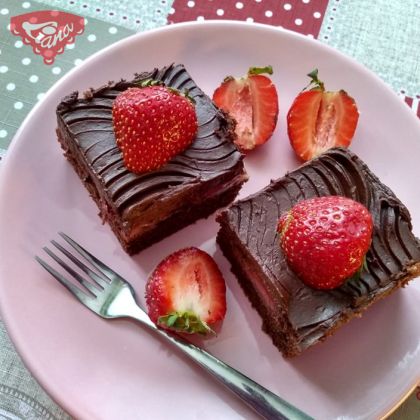 Gluten-free mega chocolate cake with strawberries