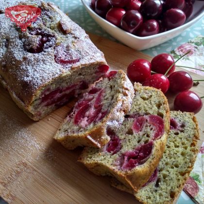 Gluten-free sweet bread with poppy seeds and cherries