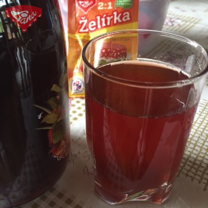 Homemade thick strawberry syrup with Želírka