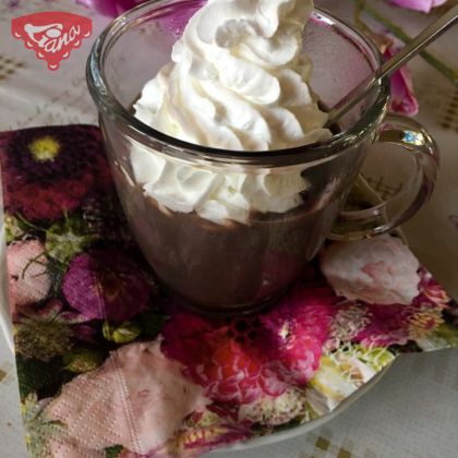 Creamy hot chocolate made from Liana pudding