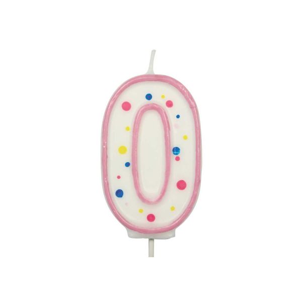 Candle pink dotted 0-9 Candle pink dotted 0-9, number 0