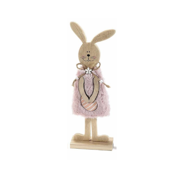 Drevený veľkonočný zajac v šatách Drevený veľkonočný zajac v šatách, Ružové šaty