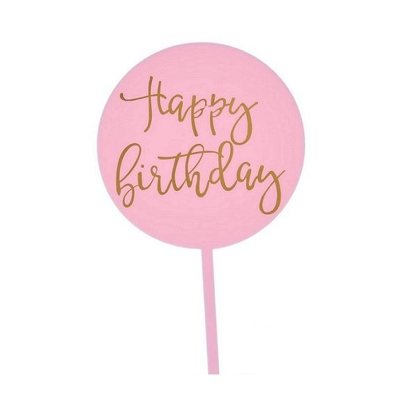Engraving - Happy Birthday circle pink