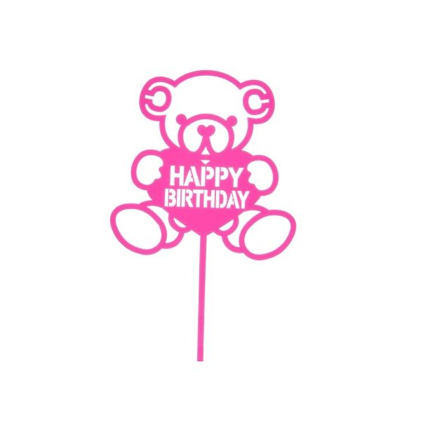 Dombornyomott - Macko Happy Birthday rózsaszín