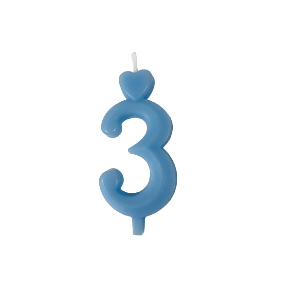 Candle thin blue 0-9 Candle thin blue 0-9, number 3