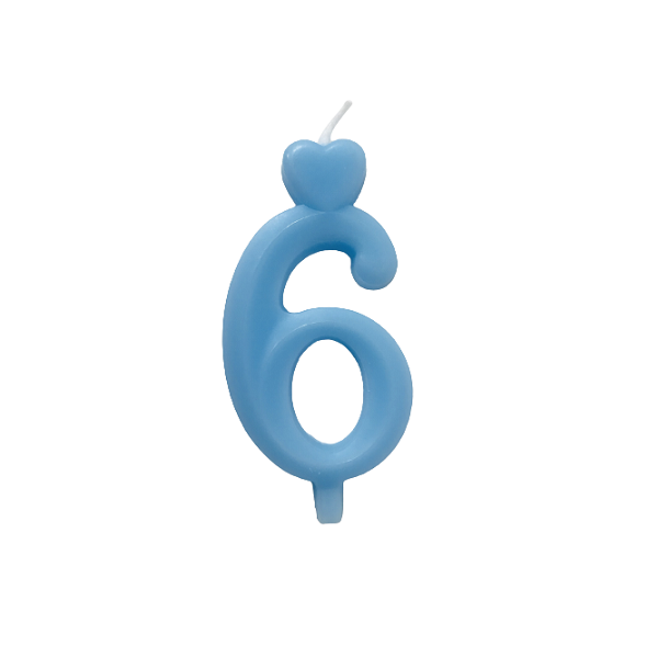Candle thin blue 0-9 Candle thin blue 0-9, number 6