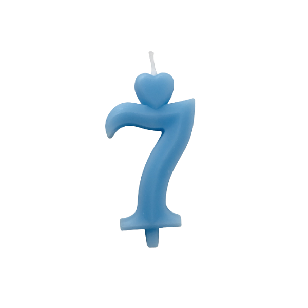 Candle thin blue 0-9 Candle thin blue 0-9, number 7
