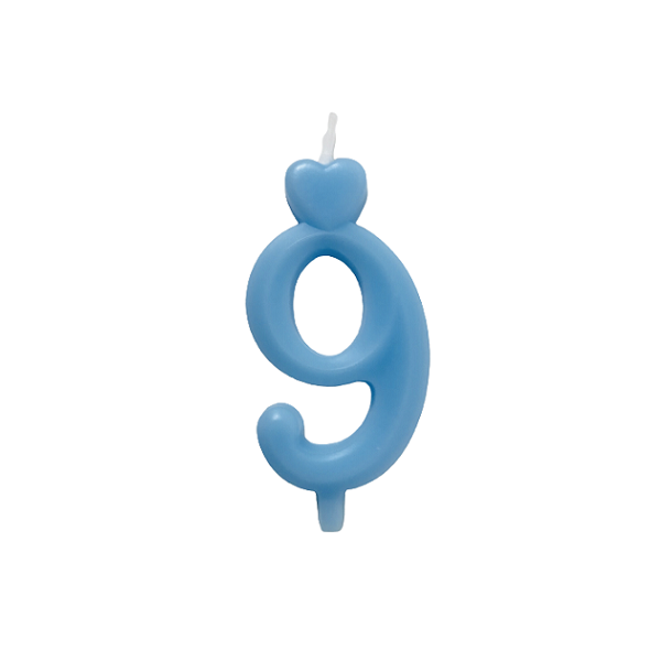 Candle thin blue 0-9 Candle thin blue 0-9, number 9