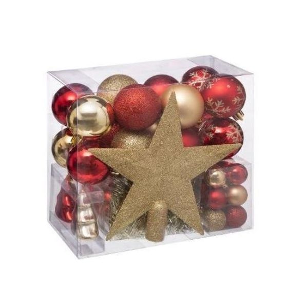 Set of Christmas decorations red-gold 44 pcs