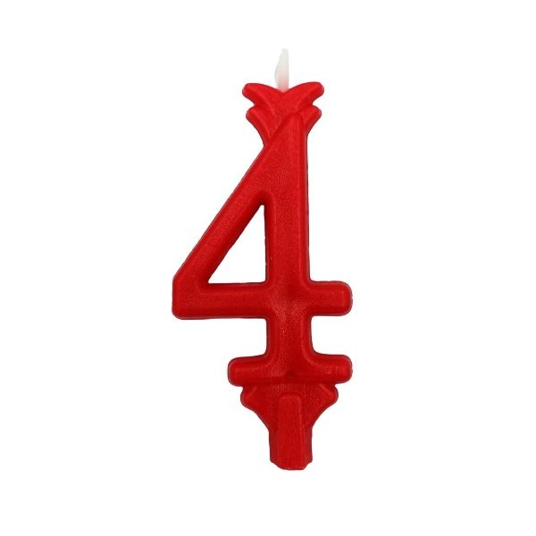 Candle thin red - 0-9 Thin red candle - 0-9, number 4