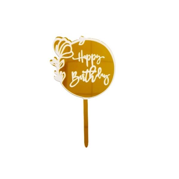 Gravírozás - kör Boldog születésnapot arany tükör akril