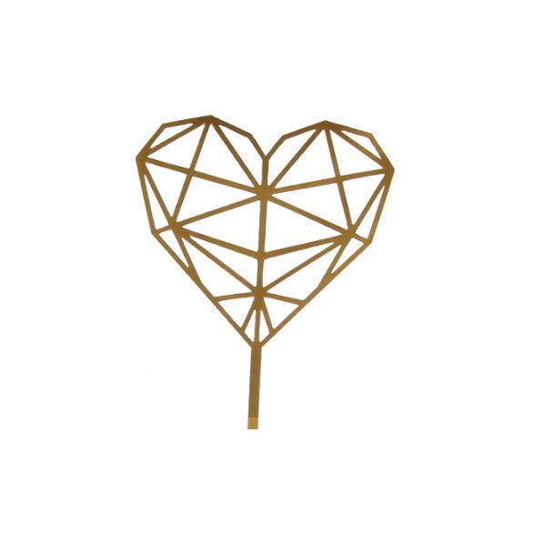 Engraving - heart diamond gold acrylic