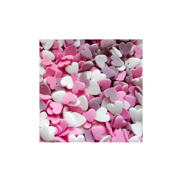 Megszórjuk fehér-rózsaszín-lila szívecskéket 50 g