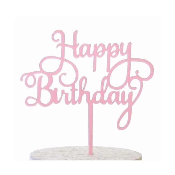 Gravírozás - Boldog születésnapot, rózsaszín akril matt