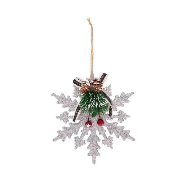 Silver flake with a twig for hanging