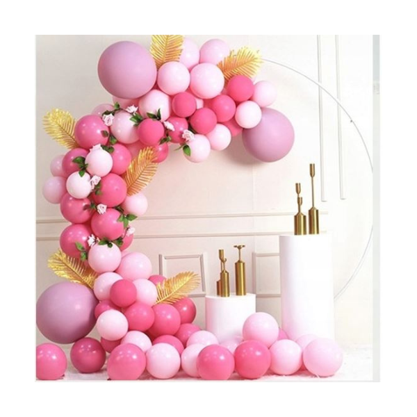 Garland balloons pink + gold leaf 79 pcs