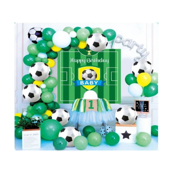 Balony w kształcie girlandy + plakat piłkarski