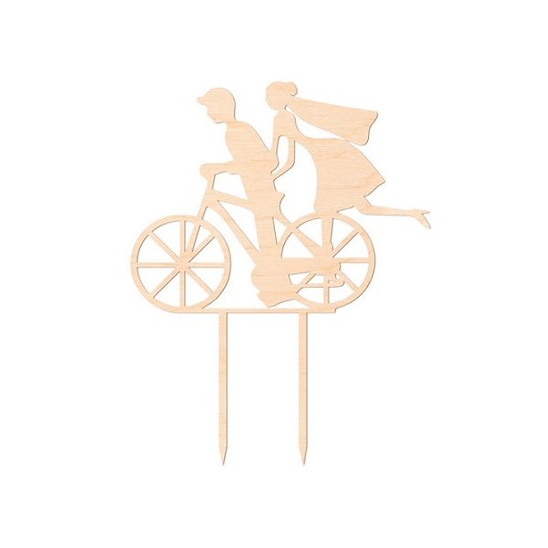 Ujęcie pary młodej na drewnianym rowerze