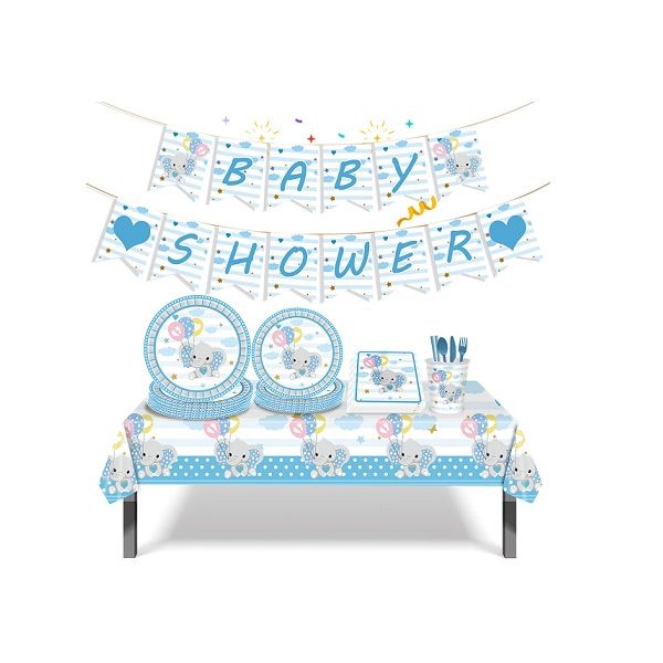 Blue Elephant Baby Shower party set
