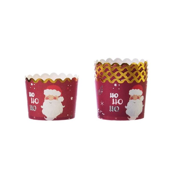 Rote Weihnachtsmann-Cupcakes 6 x 5,5 cm, 50 Stück
