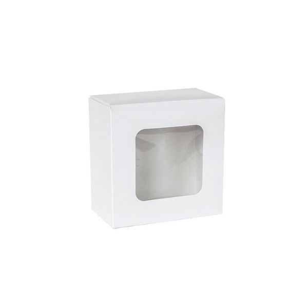 Weiße Dessertbox mit Fenster 20,7x19,2x9 cm