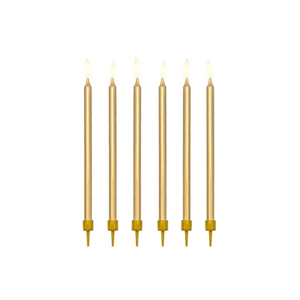 Candles smooth gold 12 cm 12 pcs
